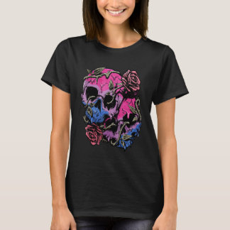Bisexual Bi Pride Flag Gothic Skull T Shirt