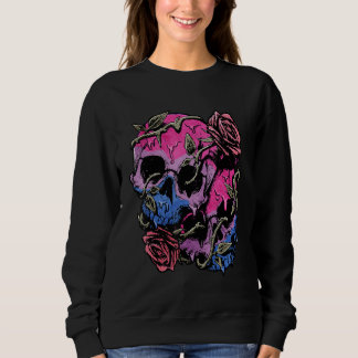 Bisexual Bi Pride Flag Gothic Skull T Shirt