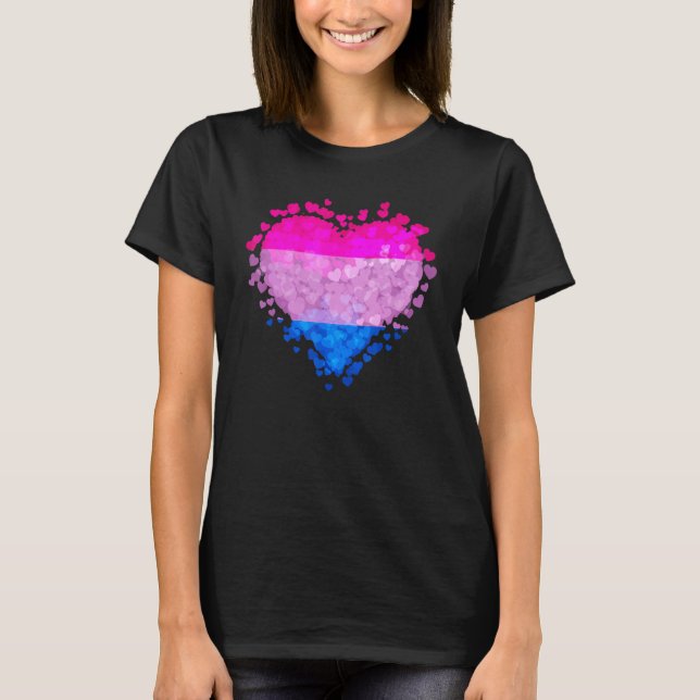 Bisexual Bi Pride Flag Hearts Valentines Day T Shirt (Framsida)