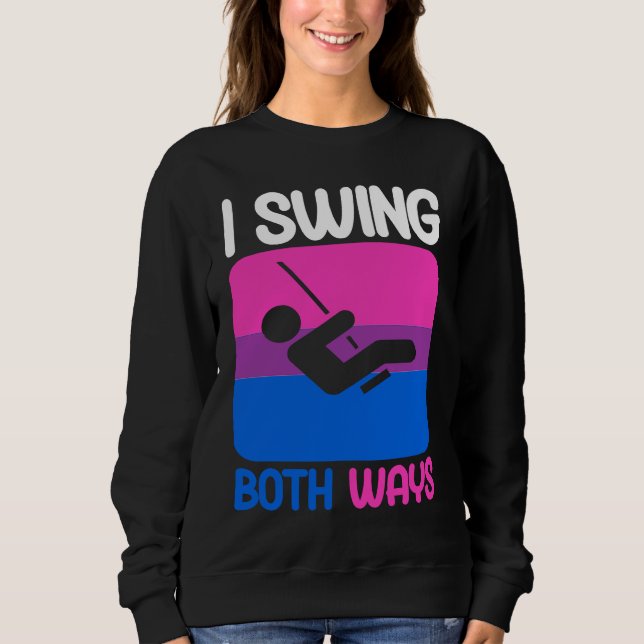 Bisexual Bi Pride Flag Pun I Swing Both Ways T Shirt (Framsida)