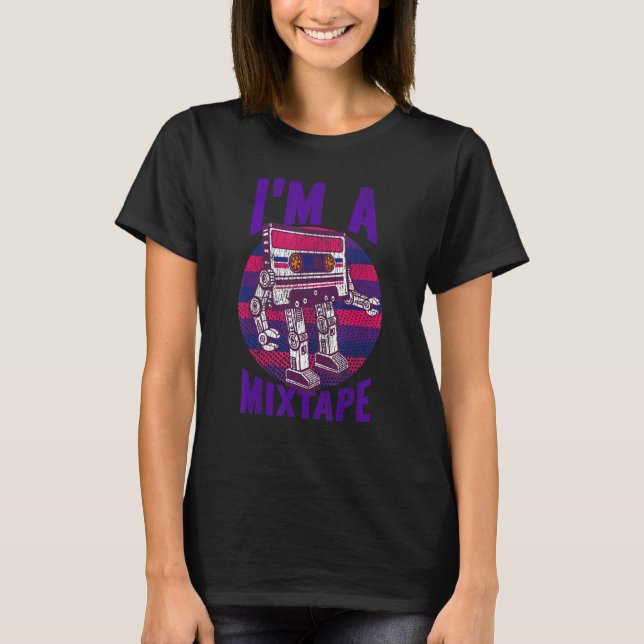Bisexual Bi Pride Flagga Band Cassette I är Mixtap T Shirt (Framsida)