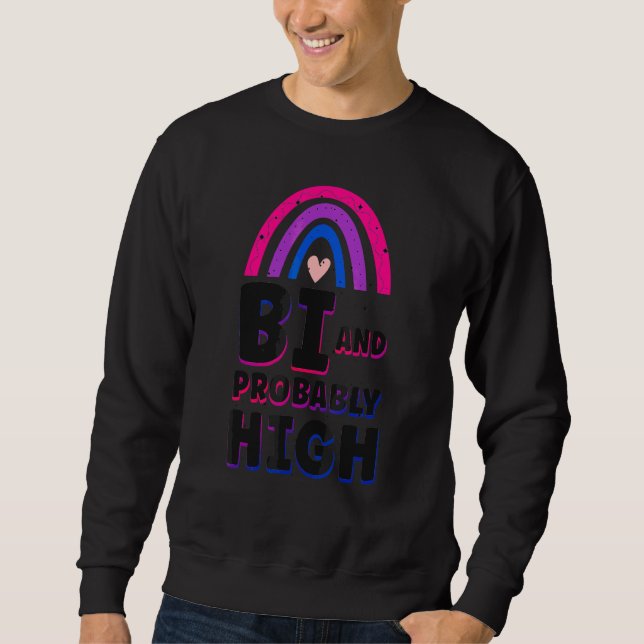 Bisexual Bi Pride Flagga Bi och förmodligen hög 1 Lång Ärmad Tröja (Framsida)