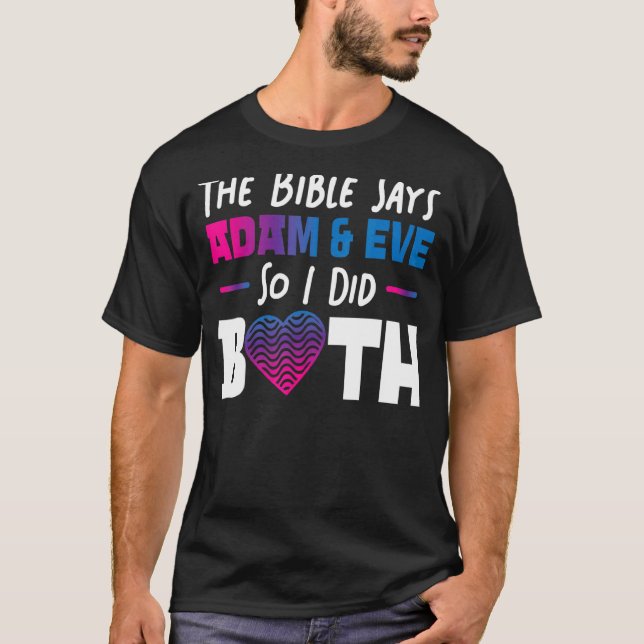 Bisexual Bi Pride Flagga Bible Bibeln säger Adam & T Shirt (Framsida)
