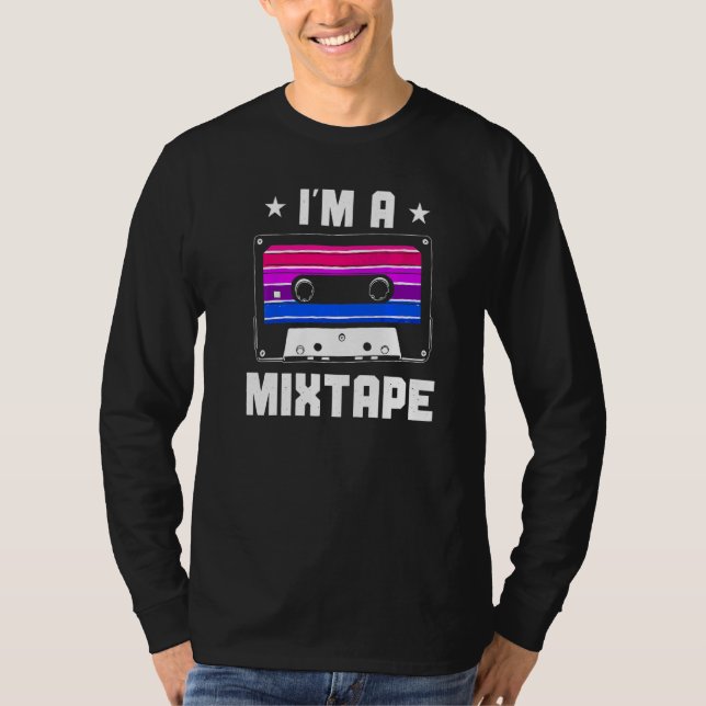 Bisexual Bi Pride Flagga Cassette Tape I är en Mix T Shirt (Framsida)
