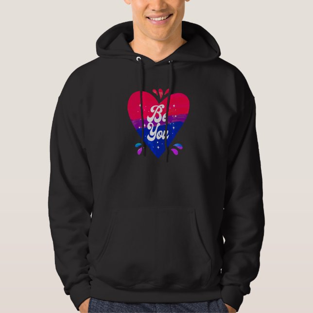 Bisexual Bi Pride Flagga Heart Hoodie (Framsida)