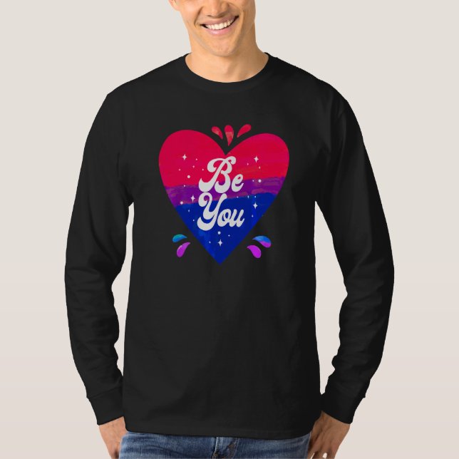 Bisexual Bi Pride Flagga Heart T Shirt (Framsida)