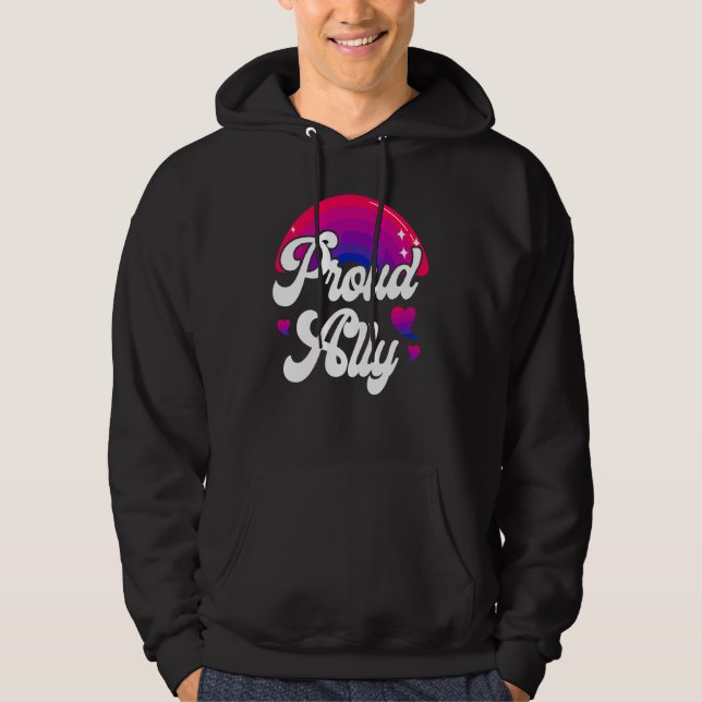 Bisexual Bi Pride Flagga Proud Ally Hoodie (Framsida)
