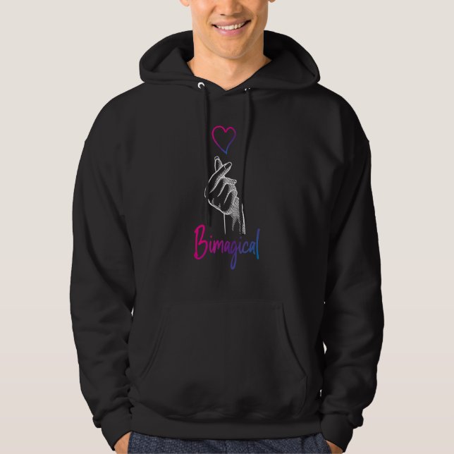 Bisexual Bi Pride Flagga Pun Bimagic Hoodie (Framsida)