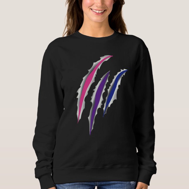 Bisexual Bi Pride Flagga Scratch Scar T Shirt (Framsida)