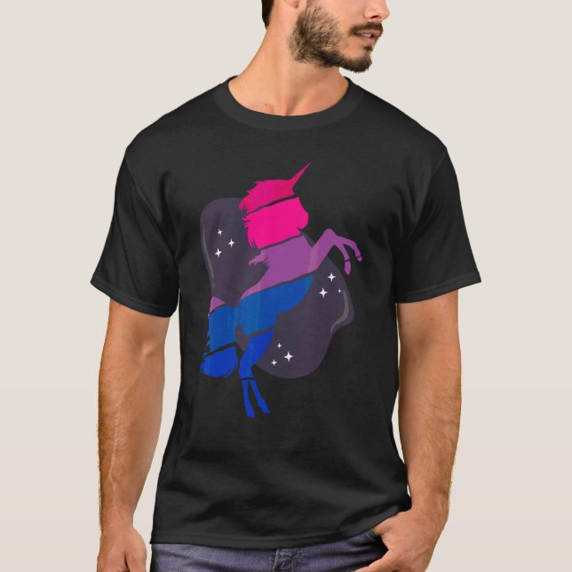 Bisexual Bi Pride Flagga Unicorn T Shirt (Framsida)
