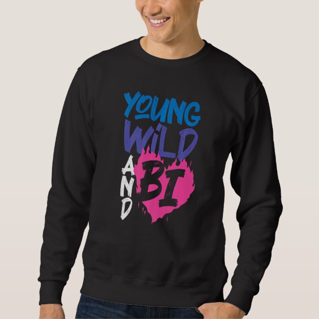 Bisexual Bi Pride Flagga Young Vild och Bi 1 Lång Ärmad Tröja (Framsida)
