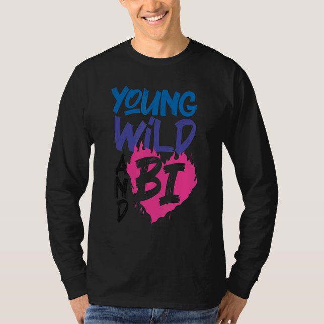Bisexual Bi Pride Flagga Young Vild och Bi 1 T Shirt (Framsida)