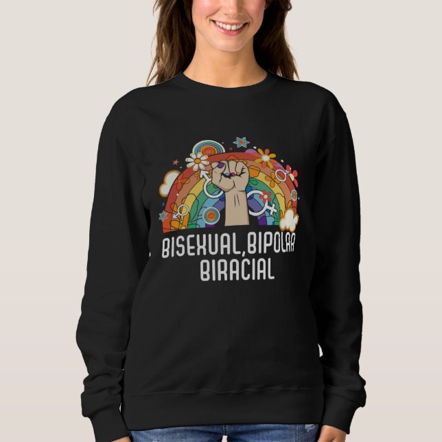Bisexual Bipolar Biracial Rainbow Pride Bisexualit T Shirt (Framsida)
