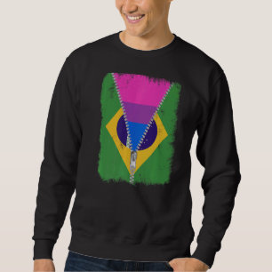 Bisexual Brasilien Flagga Zip Brazilian Lgbt Pride Lång Ärmad Tröja