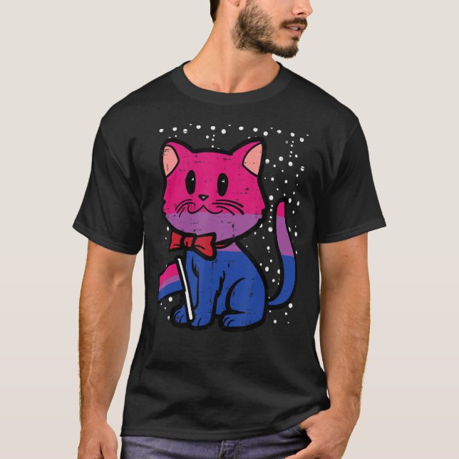 Bisexual Cat Flag Bi Pride Lgbtq Girls Kids Toddle T Shirt (Framsida)