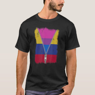 Bisexual Colombia Flagga Zip colombianska Lgbt-Pri T Shirt