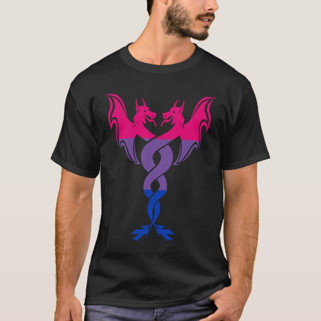 Bisexual Dragon Couple Bi Pride Bisexual Flagga Bi T Shirt (Framsida)