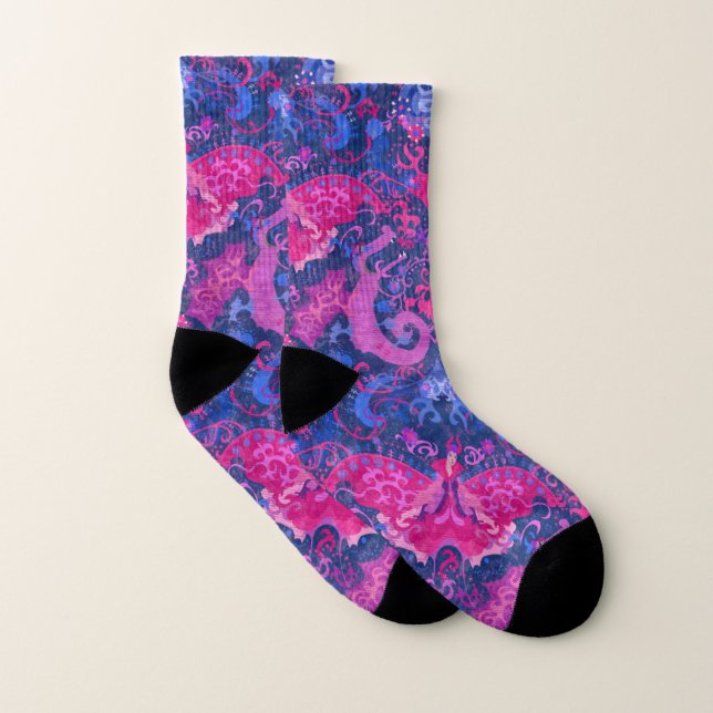 Bisexual Dragon Damask - Bi Pride Flagga Färg Strumpor (Par)