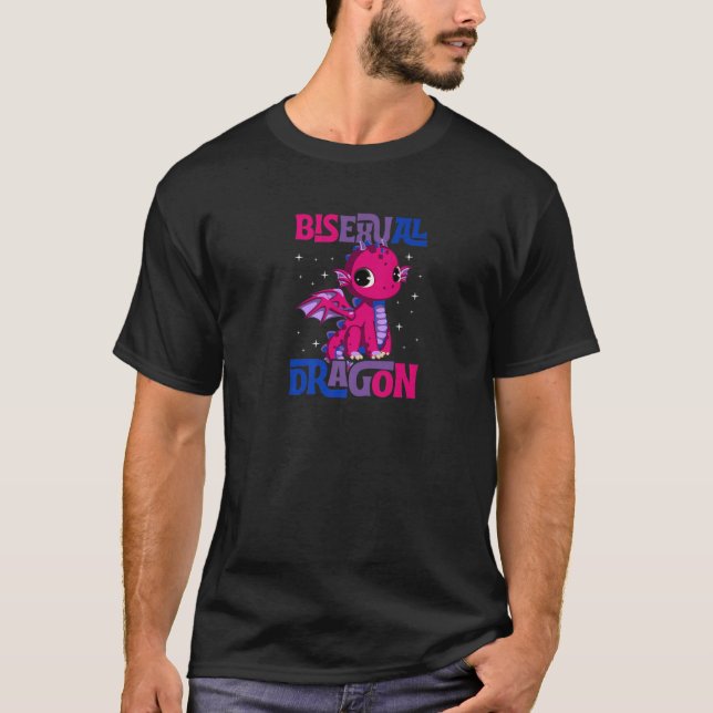 Bisexual Dragon Funny Cute Majestic Bi Pride Flag T Shirt (Framsida)