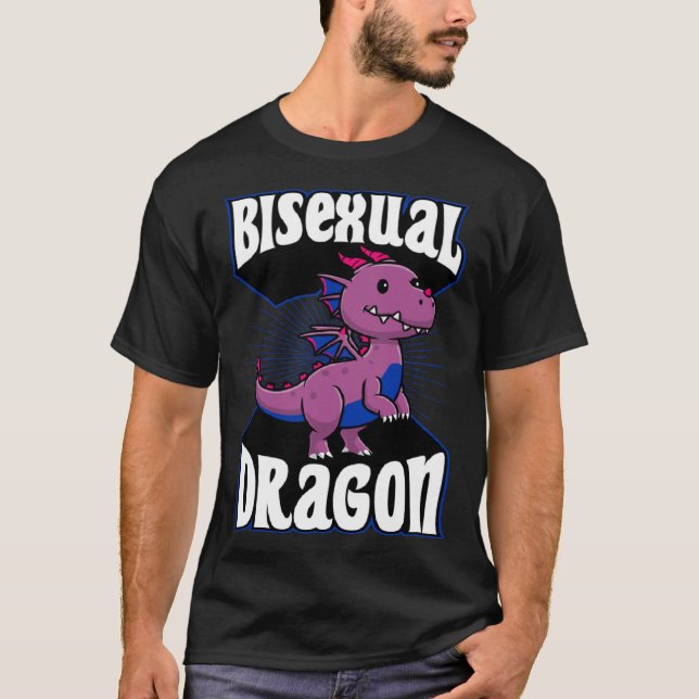 Bisexual Dragon LGBTQ Mythical Bisexual Pride Flag T Shirt (Framsida)