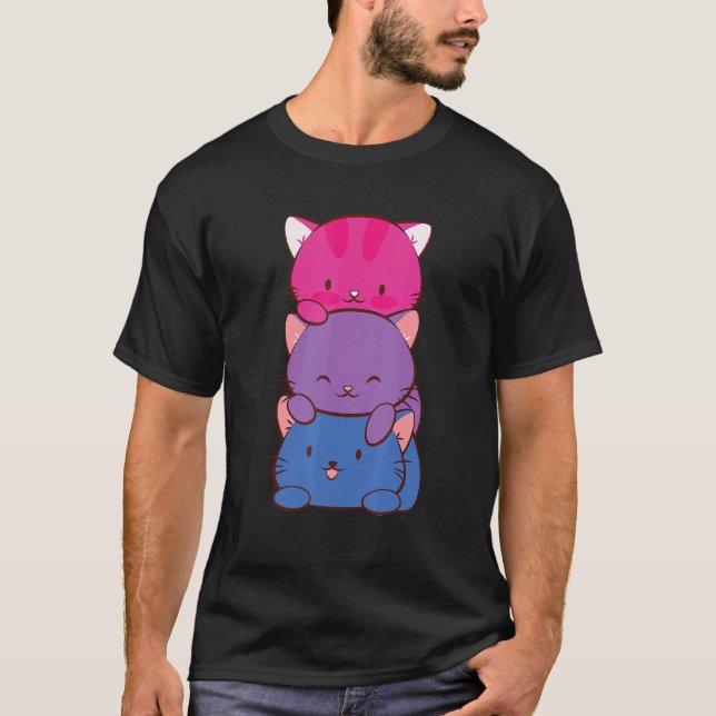 Bisexual Färg Cat Subtle Bi Pride Lgbtq Aest T Shirt (Framsida)