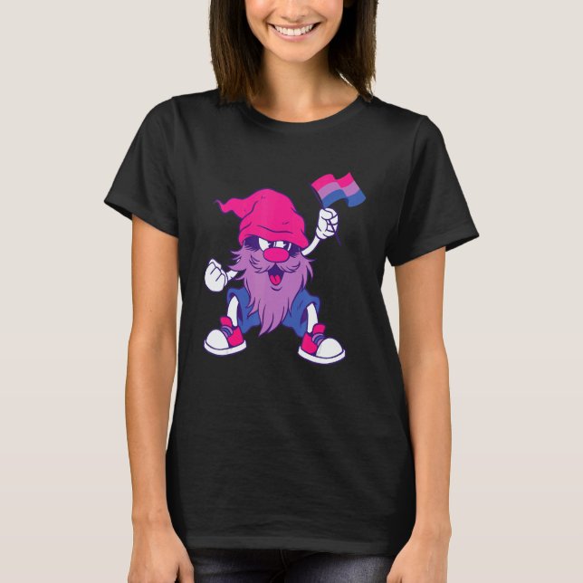 Bisexual Flag Gnome Heart Bi LGBTQ Bisexual Pride  T Shirt (Framsida)