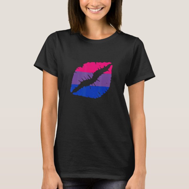 Bisexual Flag Lips LGBTQ Bisexual Pride Bi Pride B T Shirt (Framsida)