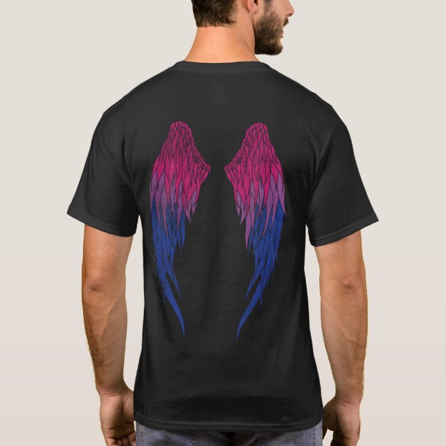 Bisexual Flagga - Angel Vingar T Shirt (Baksida)
