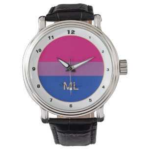 Bisexual Flagga & Pride community / monogrammad fl Armbandsur