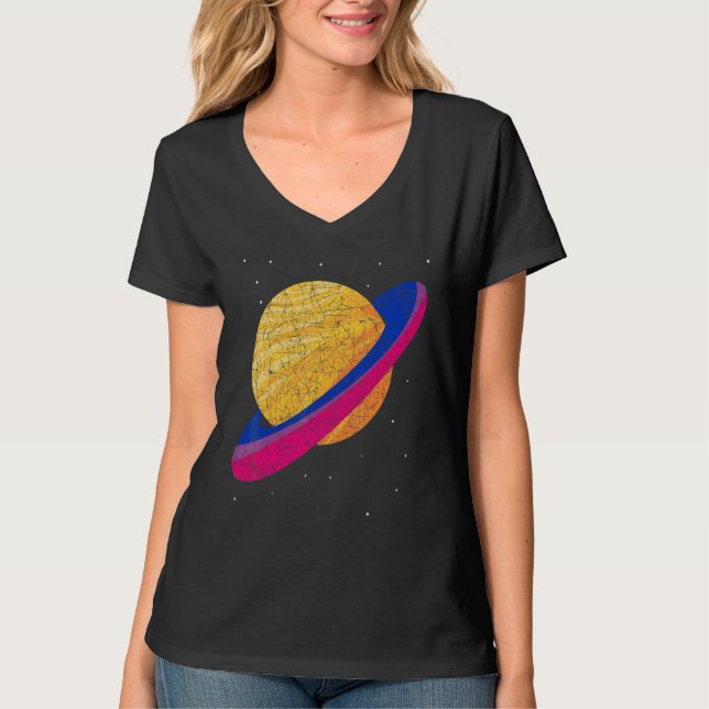 Bisexual Flagga Queer Saturn Bi Pride Lgbt Bisexua T Shirt (Framsida)