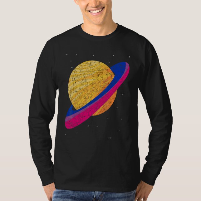 Bisexual Flagga Queer Saturn Bi Pride Lgbt Bisexua T Shirt (Framsida)