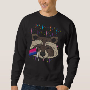 Bisexual Flagga Raccoon Pride Month Lgbtq Ally Lgb Lång Ärmad Tröja