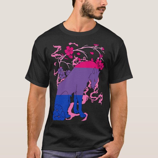 Bisexual Fox Flower Bi Pride Bisexuality HGBTQ Bis T Shirt (Framsida)