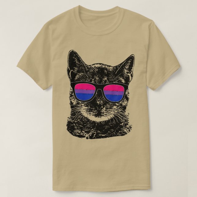 Bisexual Gay pride Cat LGBT Sunglass T Shirt (Design framsida)