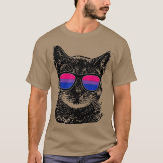 Bisexual Gay pride Cat LGBT Sunglass T Shirt