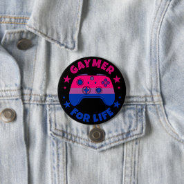 Bisexual Gaymer for Life Video Pride Flagga Knapp