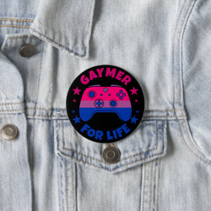 Bisexual Gaymer for Life Video Pride Flagga Knapp