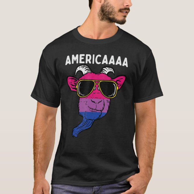 Bisexual Goat America Fun Bi Pride Flag Lgbtq Men  T Shirt (Framsida)