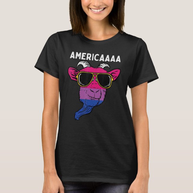 Bisexual Goat America Fun Bi Pride Flag Lgbtq Men  T Shirt (Framsida)