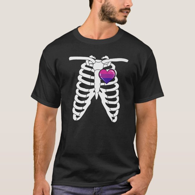 Bisexual Halloween Pride Skeleton Lgbtq Bi Hallow T Shirt (Framsida)