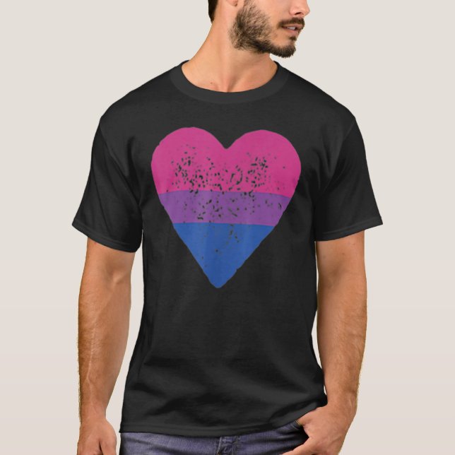 Bisexual Heart Bisexuality Bi Love Flag LGBTQ Prid T Shirt (Framsida)