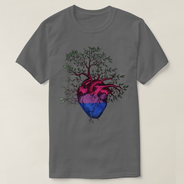 Bisexual Heart Livets träd 1 T Shirt (Design framsida)