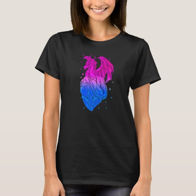 Bisexual Ice Dragon Bi Pride Flagga Färg Winter Sn T Shirt (Framsida)