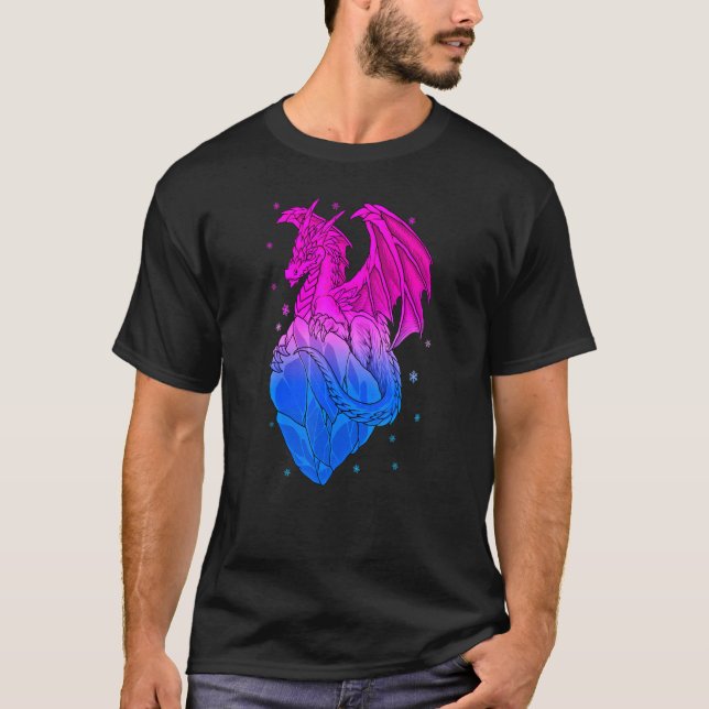 Bisexual Ice Dragon Bi Pride Flagga Färg Winter Sn T Shirt (Framsida)
