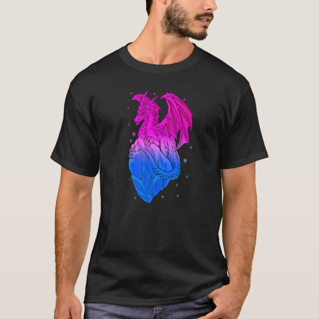 Bisexual Ice Dragon Bi Pride Flagga Färg Winter Sn T Shirt (Framsida)