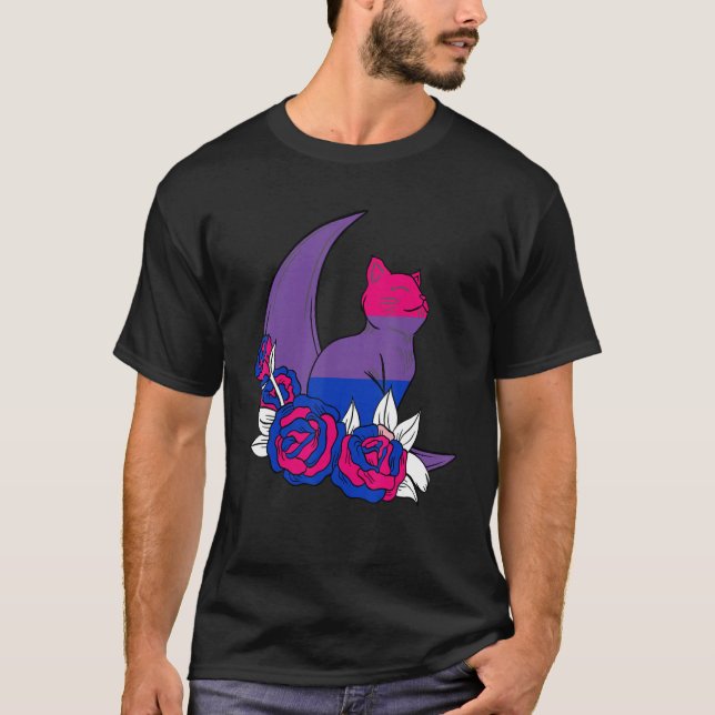 Bisexual Måne Cat Flower Lgbtq Bisexual Pride Bise T Shirt (Framsida)