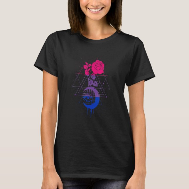 Bisexual Måne Flower Öga Bisexual Flagga Bisexuali T Shirt (Framsida)