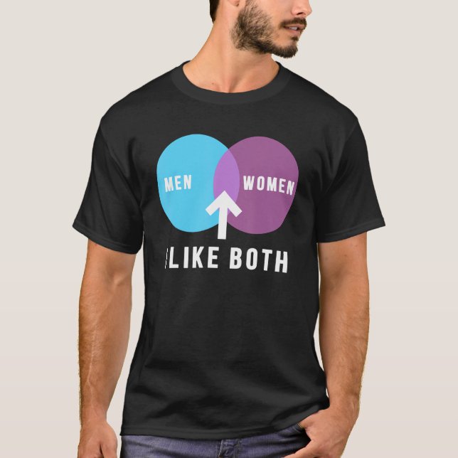 bisexual men women i like both venn diagram lgbt p t shirt (Framsida)