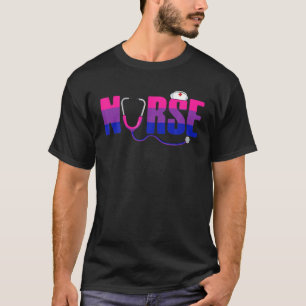 Bisexual Nurse LGBQ Subtle Bi Pride Flagga Rn LPN  T Shirt