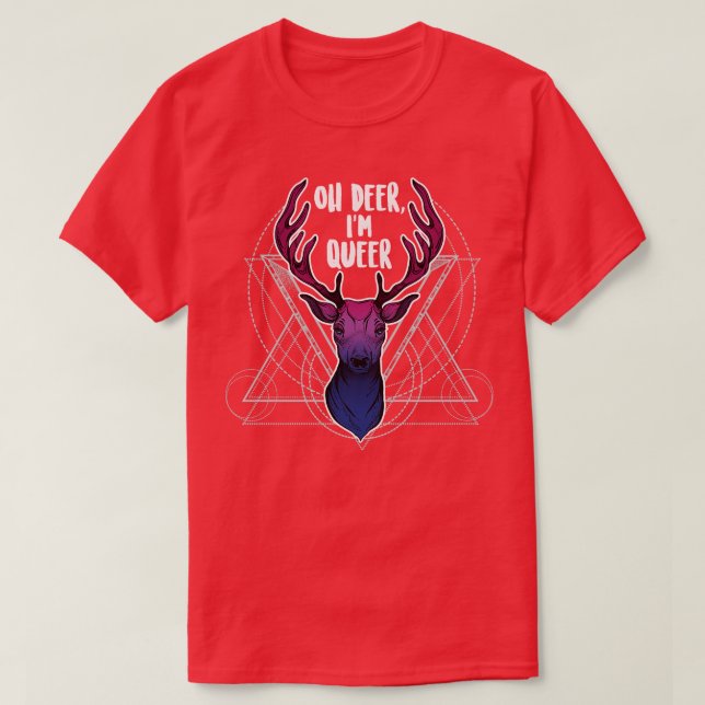 Bisexual Oh Hjort Im Queer T Shirt (Design framsida)